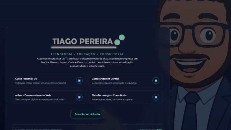Site Tiago Pereira criado pela m3nu