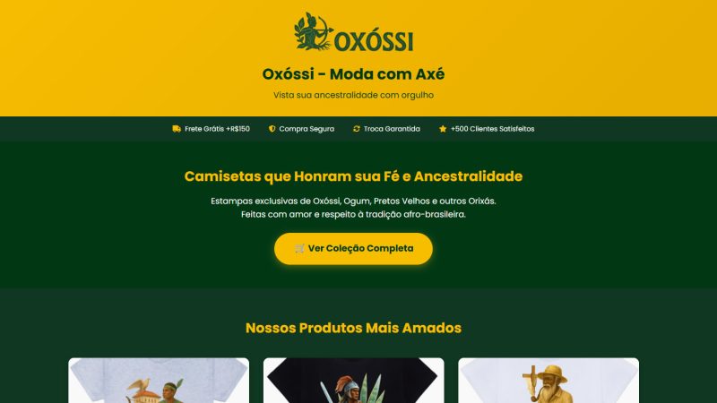 Site Oxossi criado pela m3nu